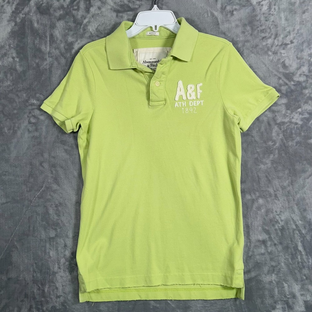 Abercrombie & Fitch Muscle Polo Shirt Mens Medium Green Y2K Embroidered Slim